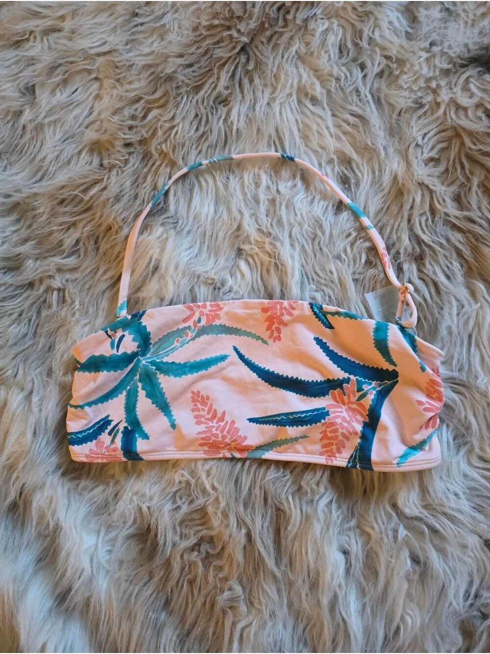 Carve Designs Pink Tropical Bandeau Bikini Top Large Aloe